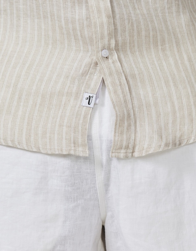 Vacay Swimwear - Brown Stripe Linen Shirt