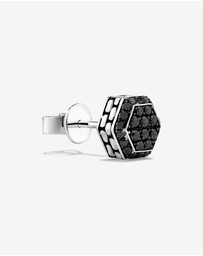 Michael Hill - 0.23 Carat TW Black Diamond Cluster Hexagon Men's Stud Earring in Oxidised Sterling Silver