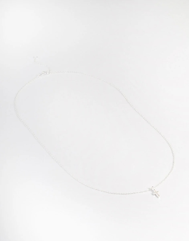 Lovisa - Sterling Silver Cubic Zirconia Small Cross Necklace