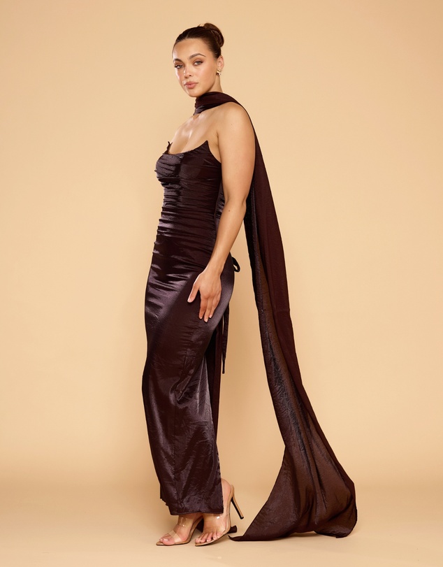 CATHERINE FERRARO - Evangeline Strapless Gown with Scarf