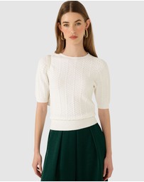 SACHA DRAKE - Short Sleeve Chevron Knit Top
