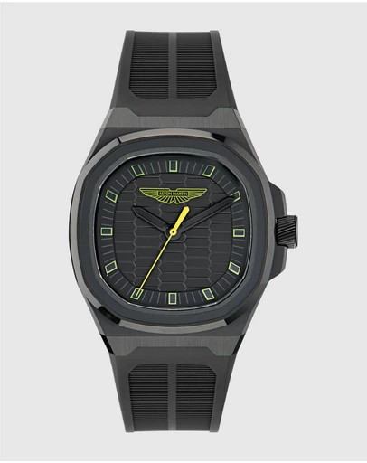 Aston Martin - GPQ Black Stainless Steel Black Silicone Watch