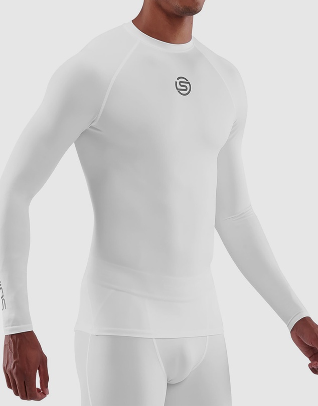 SKINS - SKINS Compression Men's Series-1 Running/Gym Long Sleeve Top White