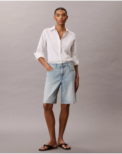 Calvin Klein Jeans - Denim Logo Tape Relaxed Bermuda Shorts