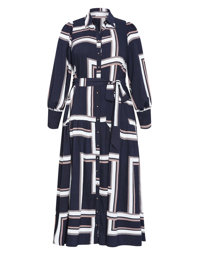 City Chic - Plus sizeKinsley Print Maxi Dress - navy