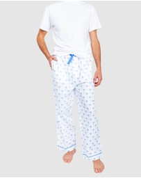Sant And Abel - Men's Blue Palm Tree Pajama Pants