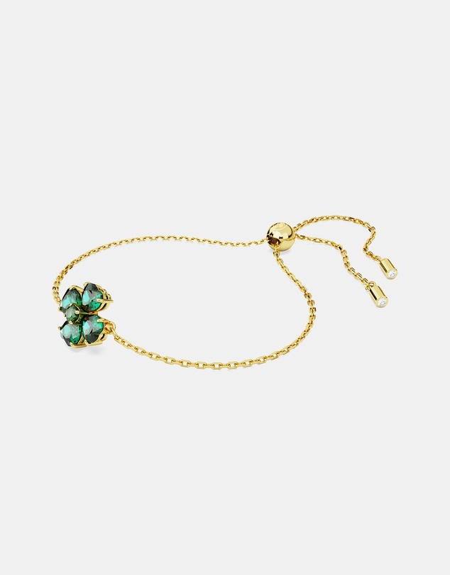 Swarovski - Idyllia bracelet, Mixed cuts, Clover, Green, Gold-tone plated