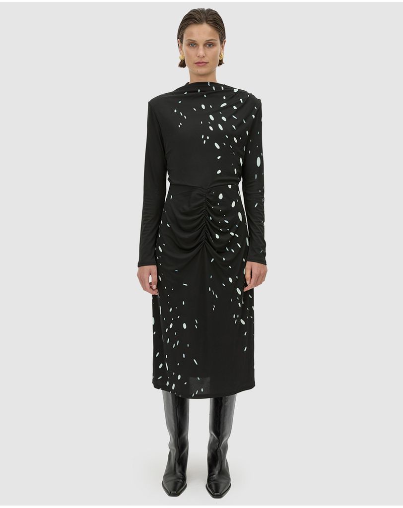 camilla and marc long sleeve dress Ravine Draped Sleeve Dress in Black