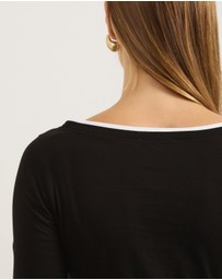 Atmos&Here - Contrast Long Sleeve Organic Cotton T-Shirt