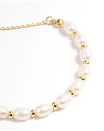 Lovisa - Gold Plated Freshwater Pearl Chain Toggle Bracelet