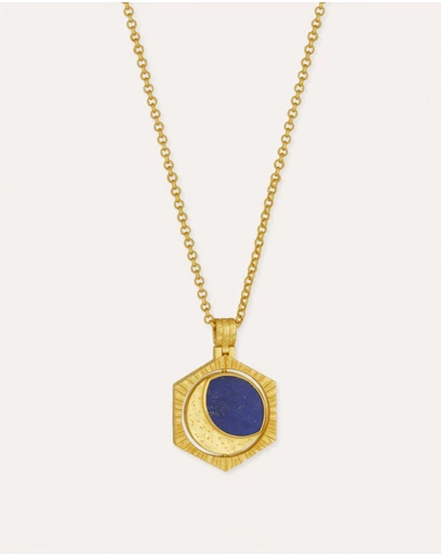 Ottoman Hands - Lapis Moon Rotating Pendant Necklace