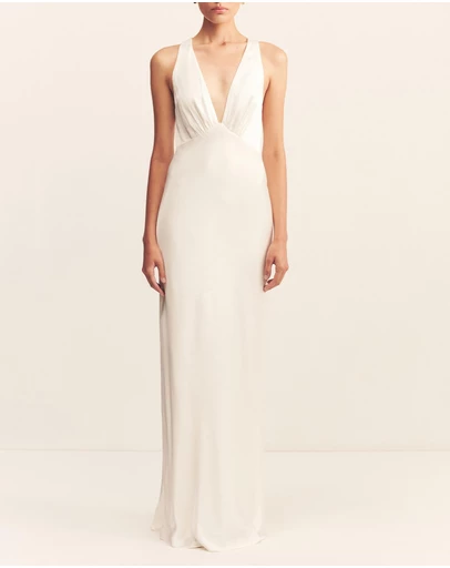 Shona Joy - La Lune Plunged Cross Back Maxi Dress