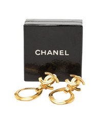 Pre-Loved by Azura Reborn - Pre-Loved CC Gold Plated Teardrop Dangle Hoop Clip On Earrings