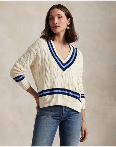 Cream & Navy Stripe