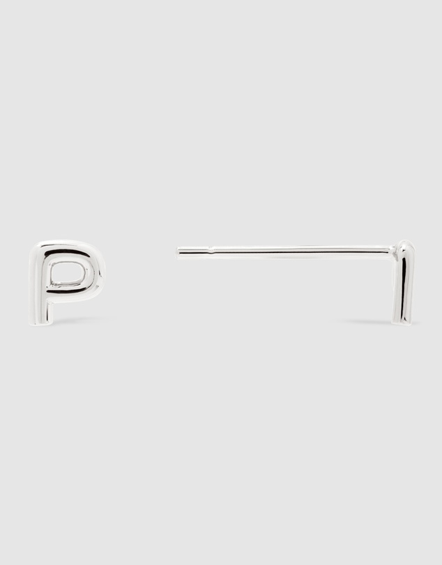 Wanderlust + Co - Alphabet Bubble Silver Stud Earrings - Letter P