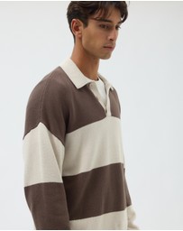 AERE - Organic Cotton Stripe Knit Rugby Polo