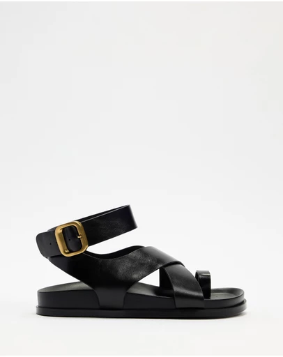 AERE - Leather Crossover Footbed Sandals