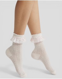 High Heel Jungle - Bobby Lace Frill Trim Cotton Bobby Socks