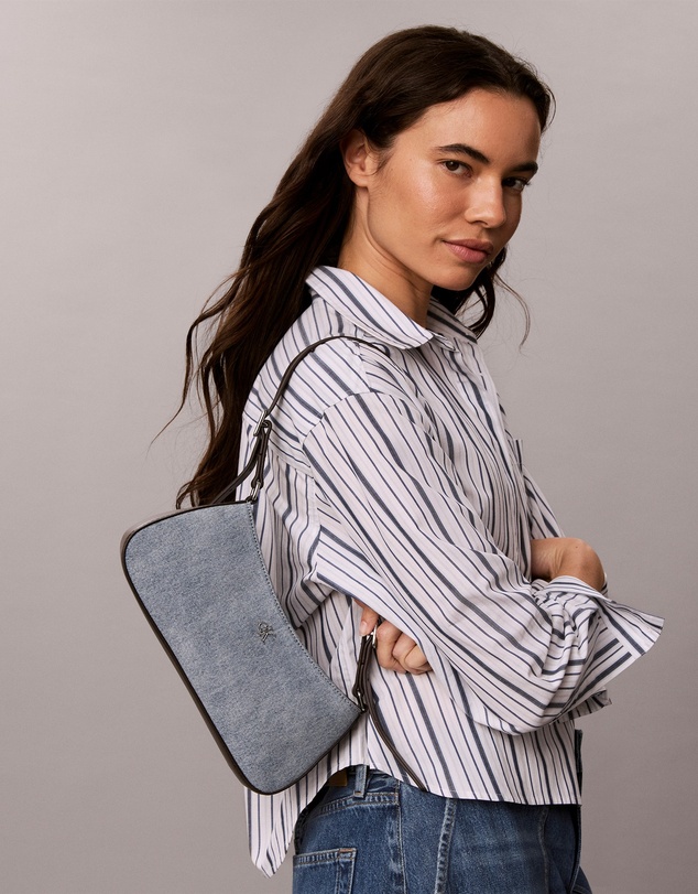 Calvin Klein - Hardware Monogram Denim Shoulder Bag