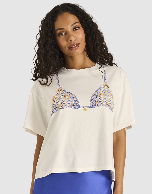 Tigerlily - White Azura Bikini Boxy Crop Tee