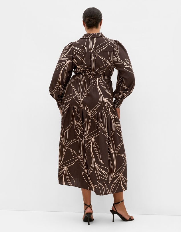 City Chic - Plus size Ezra Bloom Print Maxi Dress - chocolate