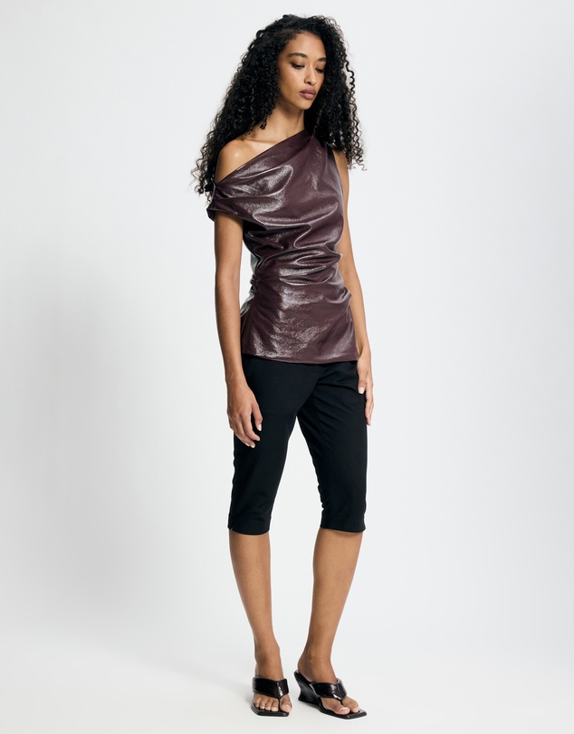 Lover - Fleur Patent Leather Look Asymmetrical Top