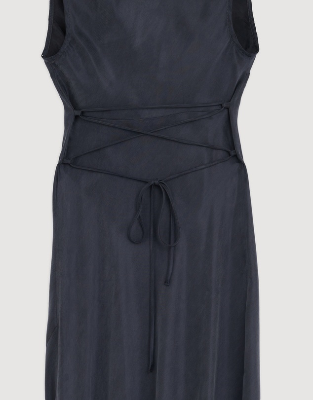 Revibe - Repaired Minima Esenciales Florence Cupro Lace Up Back Midi Dress - AU 8