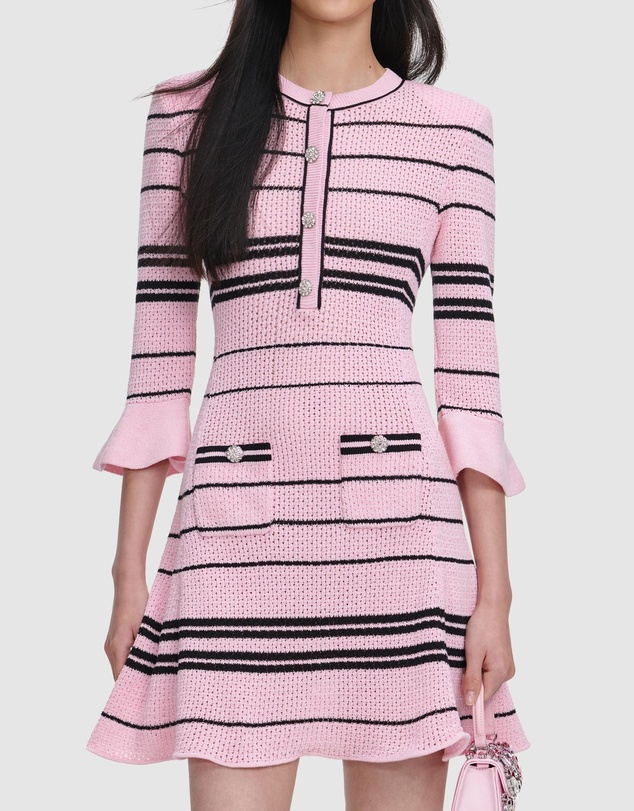 Self Portrait - Stripe Knit Mini Dress