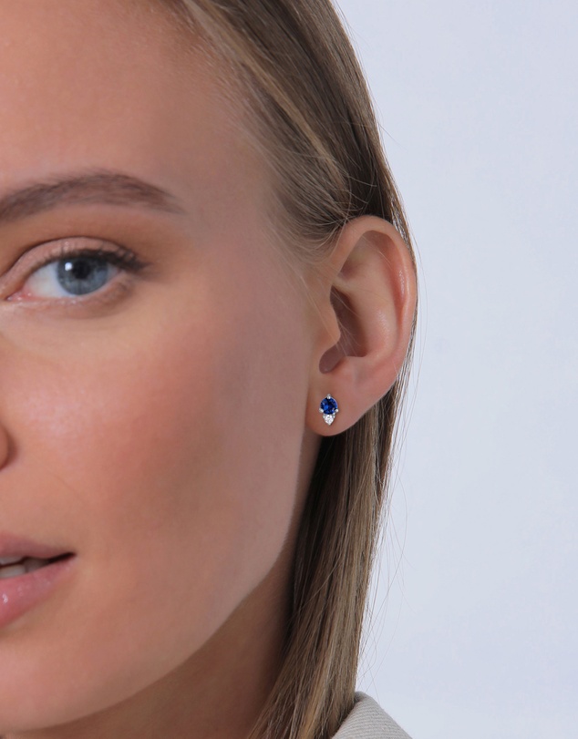 Elli Jewelry - Sapphire and Zirconia Stud Earrings in 925 Silver