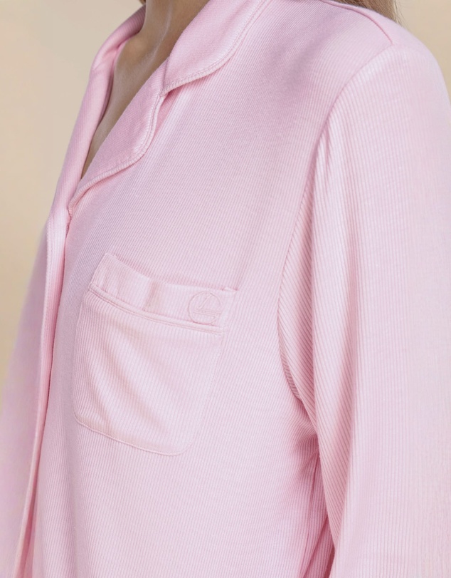 Gingerlilly - London Ribbed Long Sleeve Button Up Top