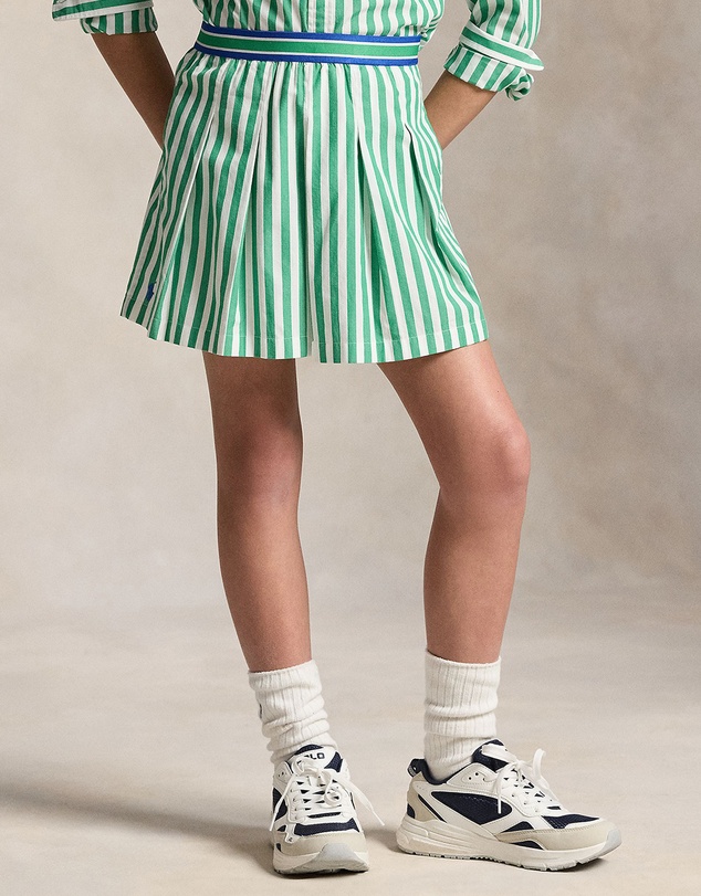 Polo Ralph Lauren - Striped Pleated Poplin Culotte Shorts - Teens