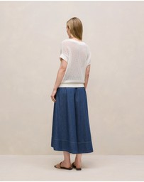 Trenery - Mercerised Cotton Open Knit T-shirt in Ivory