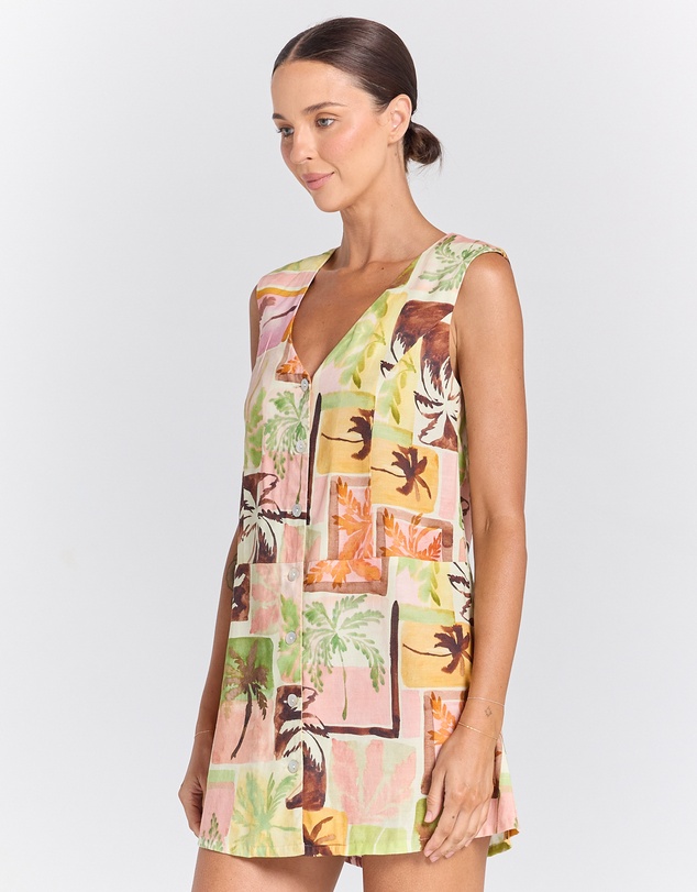 Poolside Paradiso - Florida Vacay Button Up Dress - Sunset