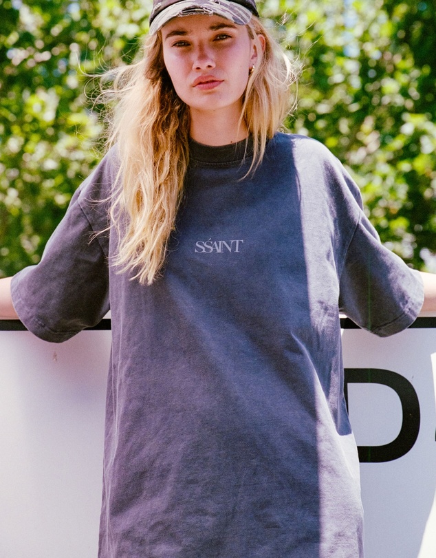 SSAINT - No Vacancy Tee Charcoal Acid Wash