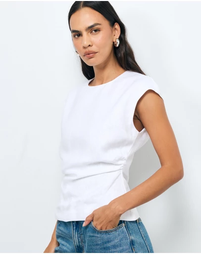 AERE - Lea Gathered Linen Top