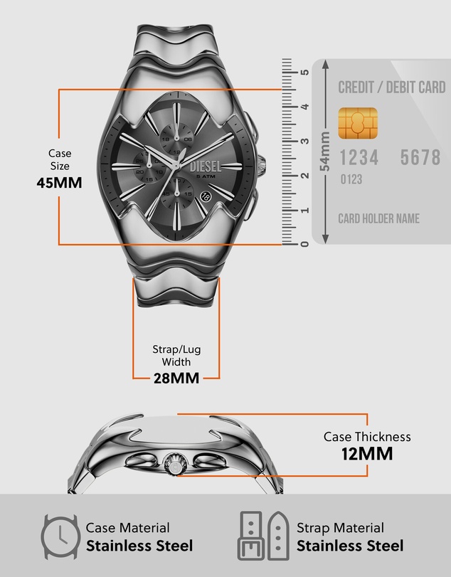 Diesel - Mercurial Silver Tone Chronograph Watch