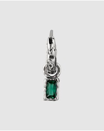 Haze & Glory - ICONIC EXCLUSIVE - Earrings Men Single Hoop Synthetic Emerald 925 Sterling Silver