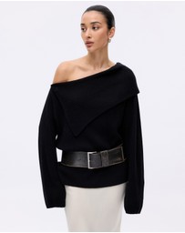 Minima Esenciales - Vireo Cotton Cashmere Blend Off Shoulder Knit Top