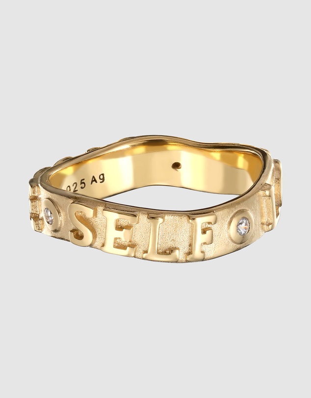 Elli Jewelry - More Self Love Ring with Zirconia in Gold-Plated 925 Silver