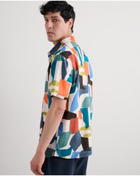Seasalt - Seasalt Cornwall Multi Blue Heron Short Sleeve Shirt