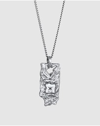 Kuzzoi - ICONIC EXCLUSIVE - Necklace Rectangular Pendant Natural Look in 925 Sterling Silver
