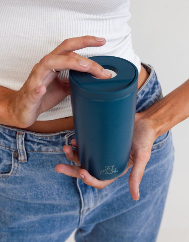 Sky Gazer - Click & Sip Insulated Coffee Cup- Navy