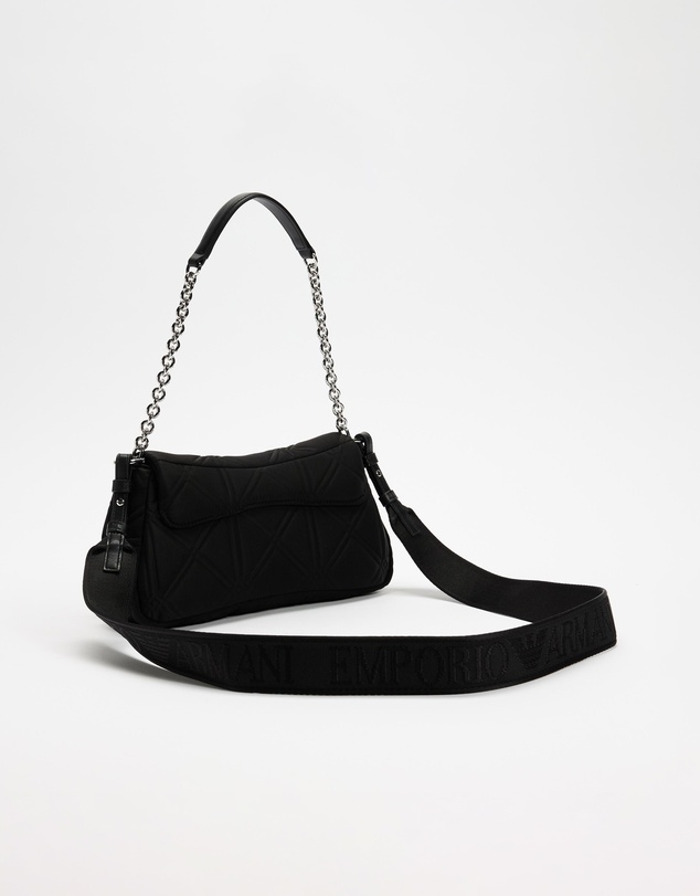 Emporio Armani - Logo Embossed Half Flap Shoulder Bag