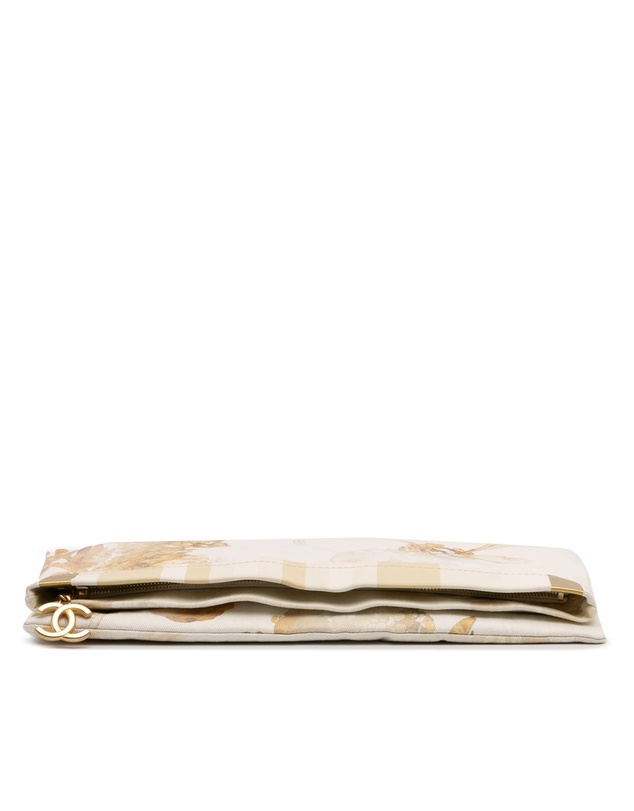 Pre-Loved by Azura Reborn - Pre-Loved XL Printed Canvas and Striped Lambskin Foldover Clutch