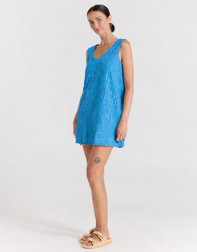 Poolside Paradiso - Mai Tai V Tunic Towelling Dress - Topaz