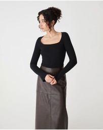 Forcast - Zahlia Square Neck Rib Knit