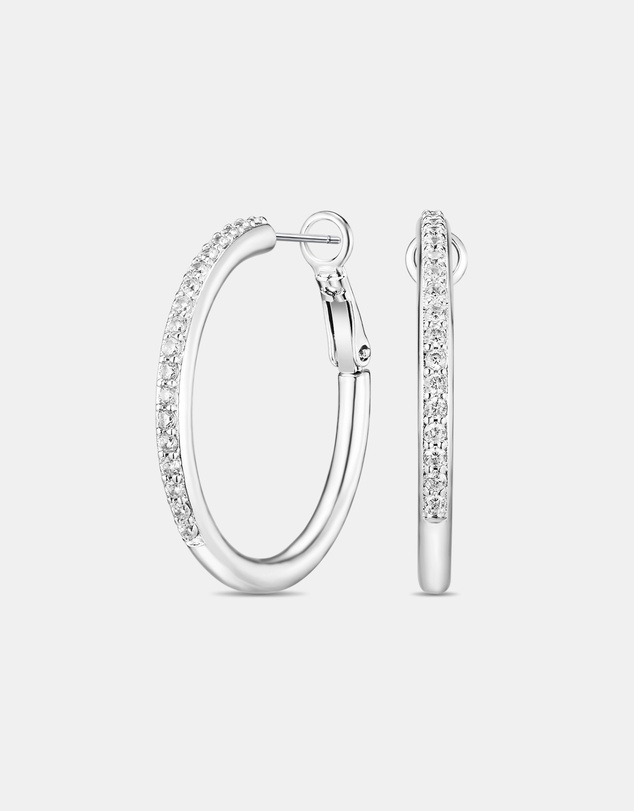 Mestige - Bailee Hoops Earrings embellished with crystals by Swarovski® - Silver Plated