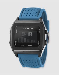Maxum - Raglan Tide Watch – Black Case, Black Dial & Blue Silicone Strap