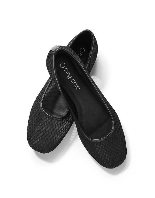 City Chic - WIDE FIT Indi Mesh Ballet Flat