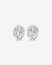 Michael Hill - 0.30 Carat TW Oval Shaped Diamond Cluster Stud Earrings in 10kt White Gold